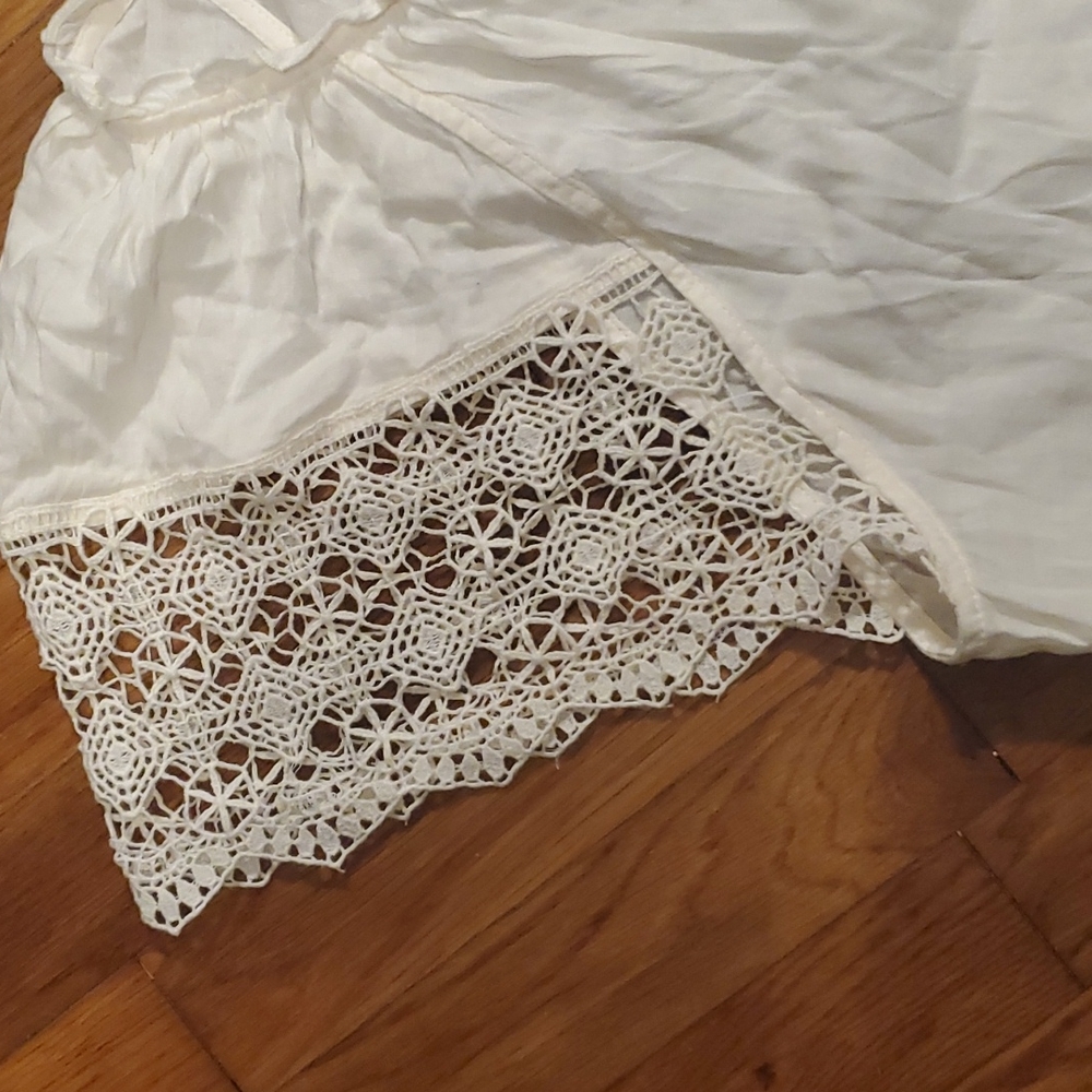NWOT Old Navy TIE NECK Crochet Lace SHORT SLEEVE Popover Top/ Blouse XL - Picture 5 of 7
